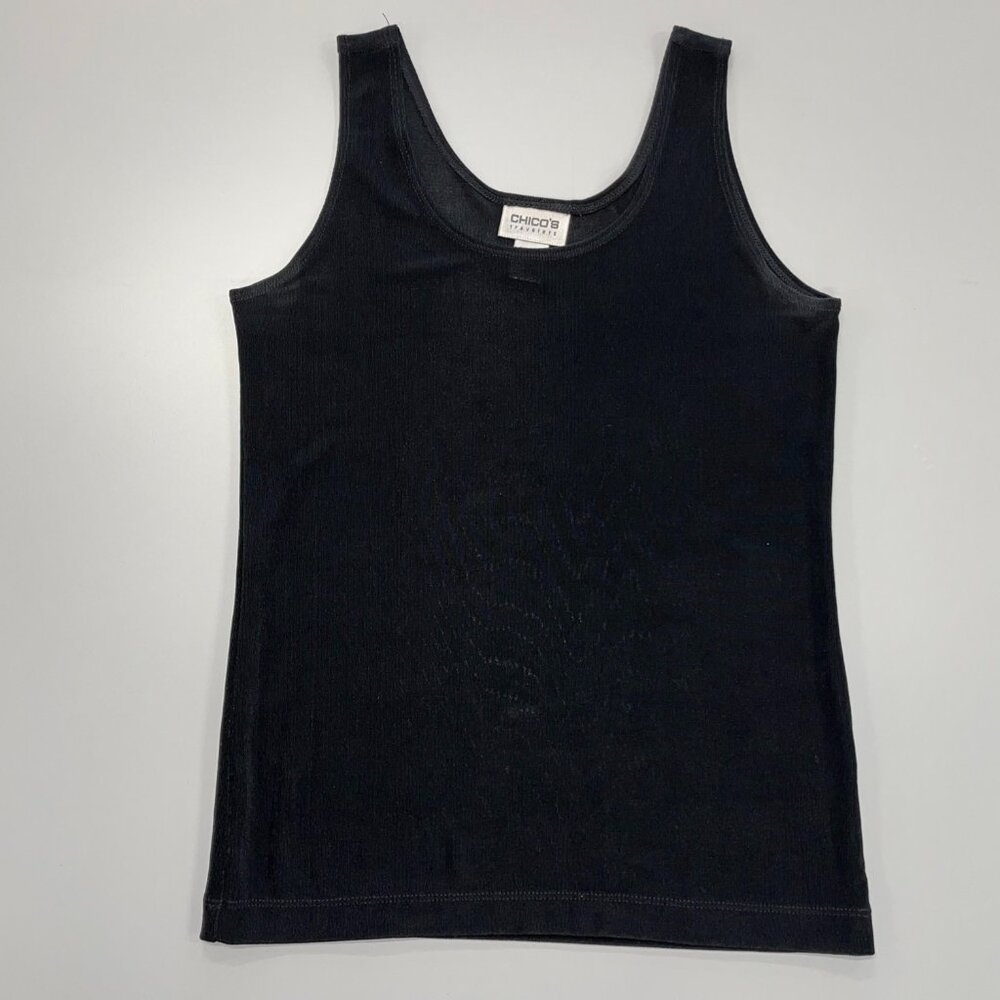 Women's Chico's Travelers Tank Top  Size 0 Black Scoop Neck Lightweight